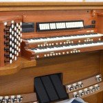 After renovation, sporting all new controls mounted in a cherry-wood interior, the console is ready to be part of this "new" pipe organ!